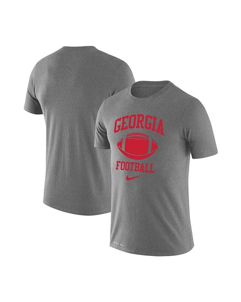 Men's Heathered Gray Georgia Bulldogs Retro Football Lockup Legend Performance T-shirt $20.50 T-Shirts