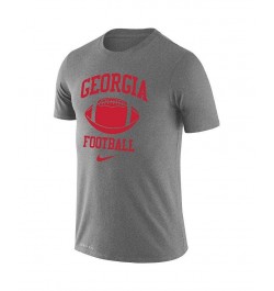 Men's Heathered Gray Georgia Bulldogs Retro Football Lockup Legend Performance T-shirt $20.50 T-Shirts