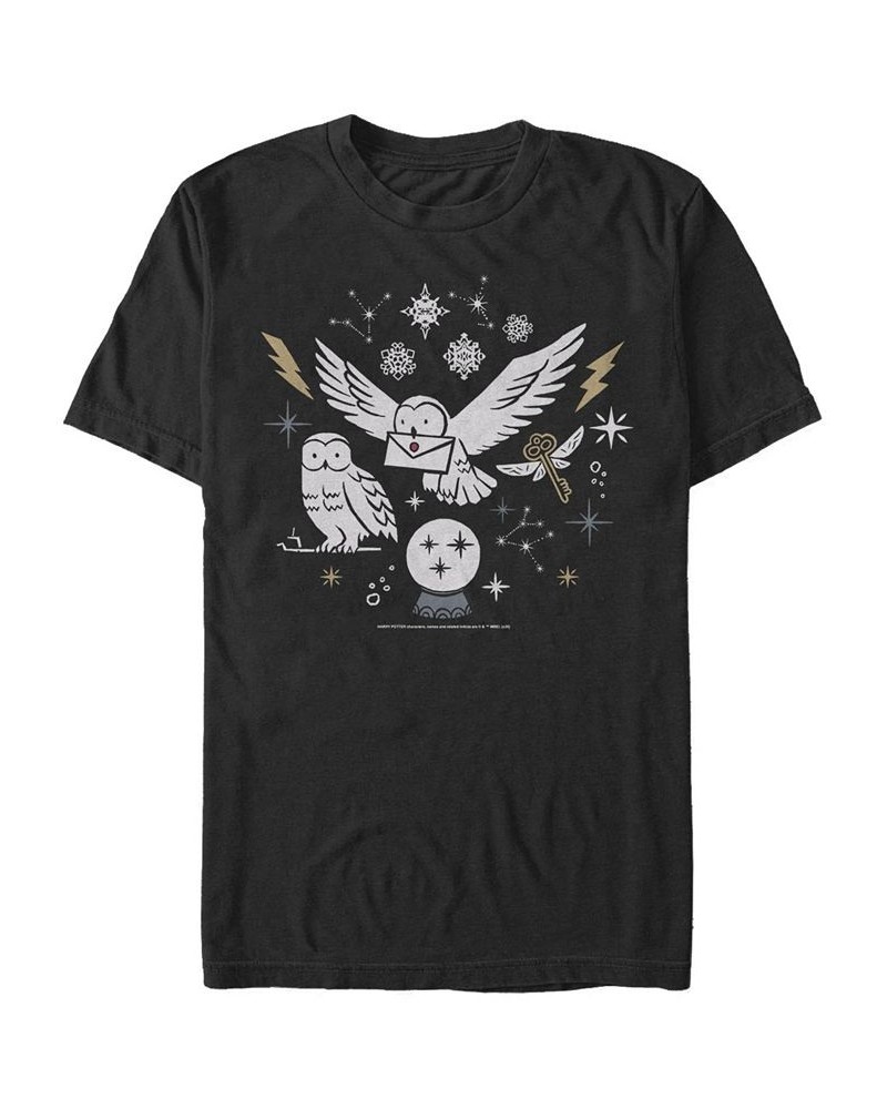 Men's Wintery Owls Short Sleeve Crew T-shirt Black $20.29 T-Shirts