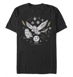 Men's Wintery Owls Short Sleeve Crew T-shirt Black $20.29 T-Shirts