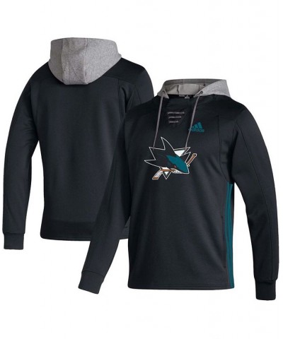 Men's Black San Jose Sharks Skate Lace AEROREADY Pullover Hoodie $34.00 Sweatshirt