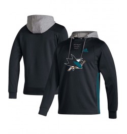 Men's Black San Jose Sharks Skate Lace AEROREADY Pullover Hoodie $34.00 Sweatshirt