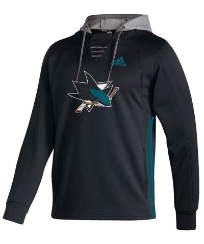 Men's Black San Jose Sharks Skate Lace AEROREADY Pullover Hoodie $34.00 Sweatshirt