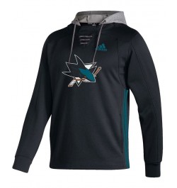 Men's Black San Jose Sharks Skate Lace AEROREADY Pullover Hoodie $34.00 Sweatshirt