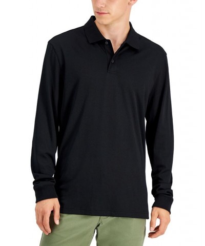 Men's Regular-Fit Solid Long-Sleeve Supima Polo Shirt Black $16.97 Polo Shirts