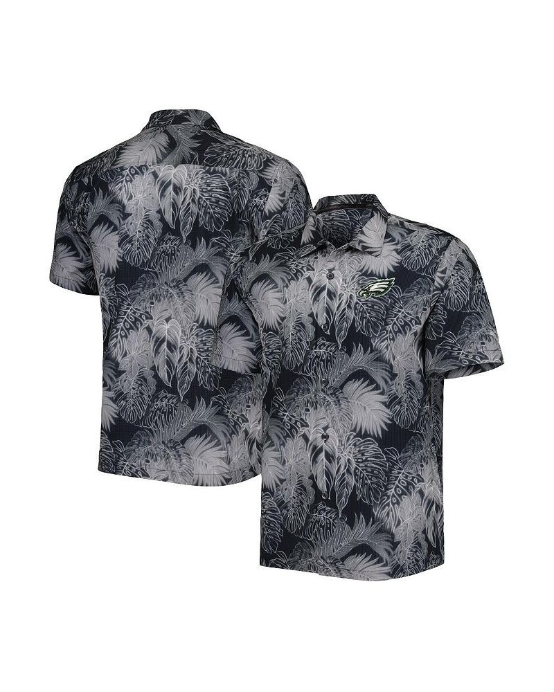 Men's Black Philadelphia Eagles Coast Luminescent Fronds Camp IslandZone Button-Up Shirt $54.45 Shirts