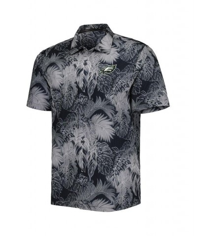 Men's Black Philadelphia Eagles Coast Luminescent Fronds Camp IslandZone Button-Up Shirt $54.45 Shirts