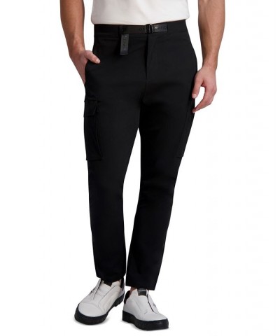 Men's Slim-Fit Stretch Belted Cargo Pants Black $62.37 Pants