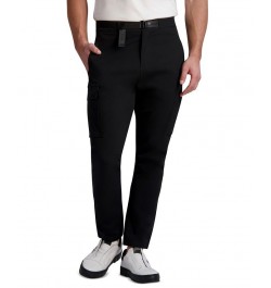 Men's Slim-Fit Stretch Belted Cargo Pants Black $62.37 Pants