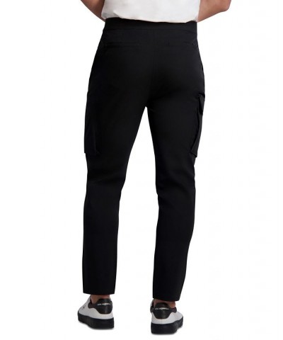 Men's Slim-Fit Stretch Belted Cargo Pants Black $62.37 Pants