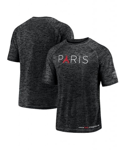 Men's Black Paris Saint-Germain Tower Space-Dye Raglan T-shirt $18.40 T-Shirts