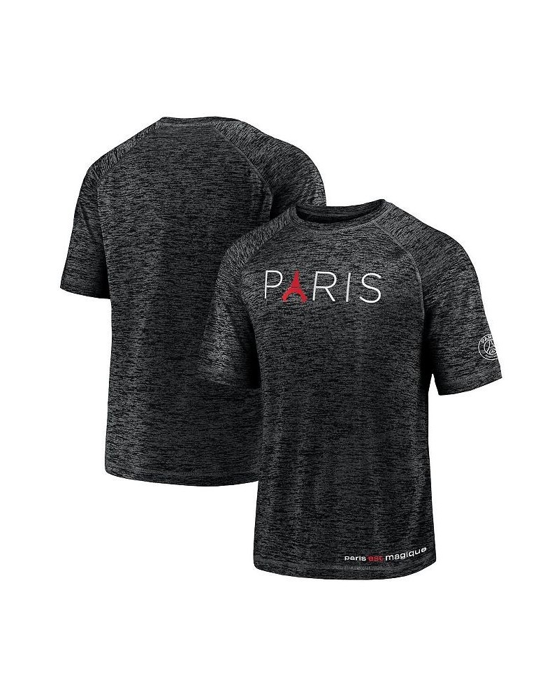 Men's Black Paris Saint-Germain Tower Space-Dye Raglan T-shirt $18.40 T-Shirts