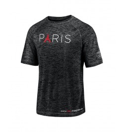 Men's Black Paris Saint-Germain Tower Space-Dye Raglan T-shirt $18.40 T-Shirts