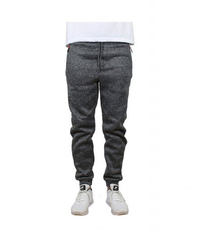 Men's Slim-Fit Marled Fleece Joggers with Zipper Side Pockets PD04 $16.66 Pants