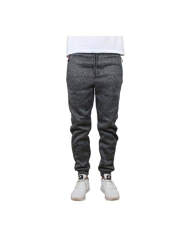 Men's Slim-Fit Marled Fleece Joggers with Zipper Side Pockets PD04 $16.66 Pants