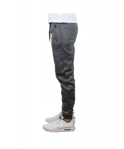 Men's Slim-Fit Marled Fleece Joggers with Zipper Side Pockets PD04 $16.66 Pants