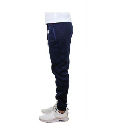 Men's Slim-Fit Marled Fleece Joggers with Zipper Side Pockets PD04 $16.66 Pants