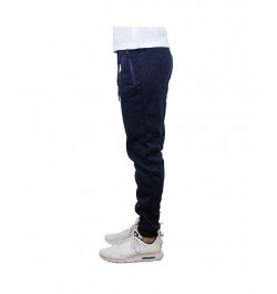 Men's Slim-Fit Marled Fleece Joggers with Zipper Side Pockets PD04 $16.66 Pants