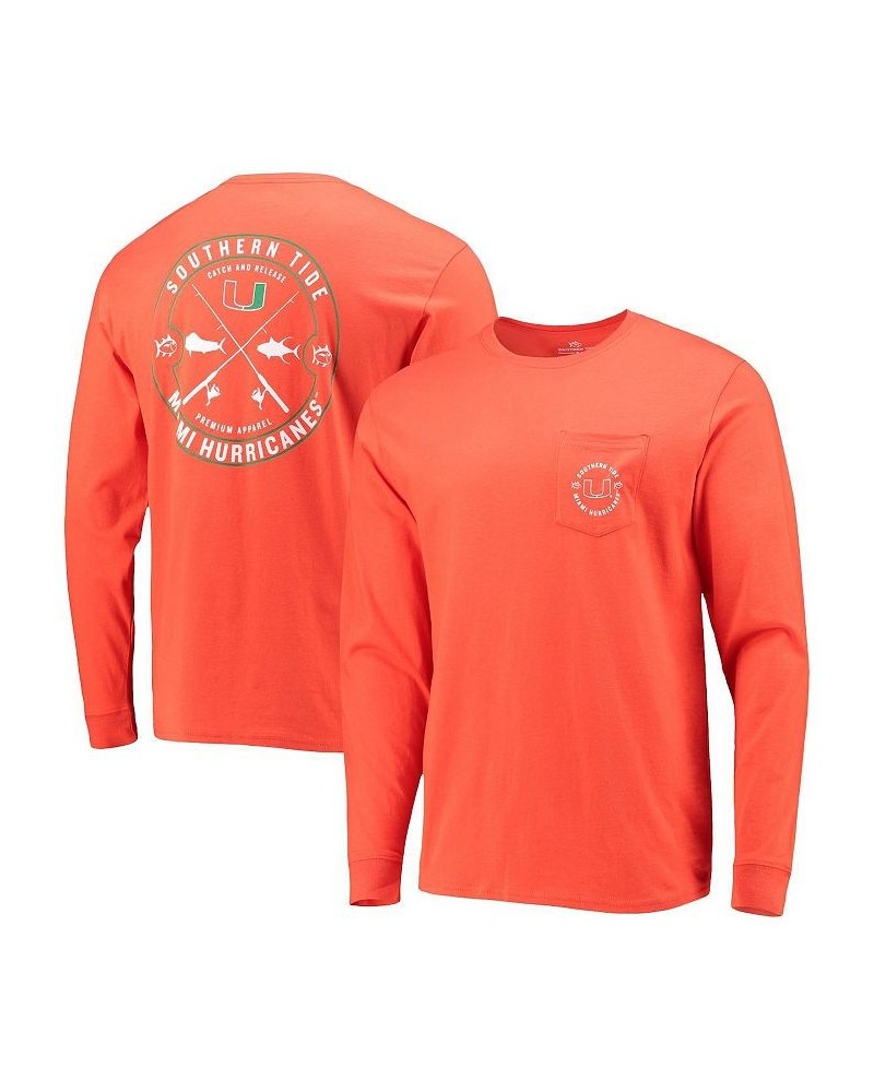 Men's Orange Miami Hurricanes Catch and Release Long Sleeve T-shirt $31.50 T-Shirts