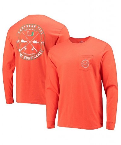 Men's Orange Miami Hurricanes Catch and Release Long Sleeve T-shirt $31.50 T-Shirts