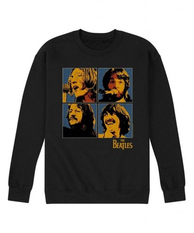 Men's The Beatles Group Block Fleece Sweatshirt Black $31.89 Sweatshirt