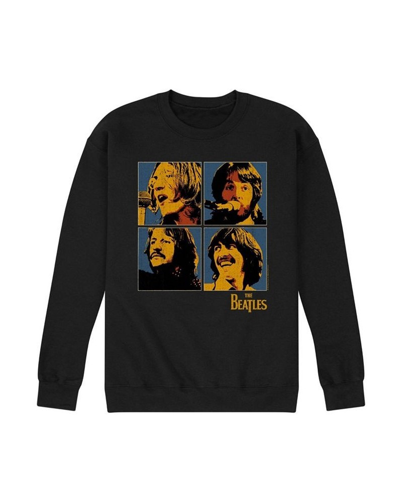 Men's The Beatles Group Block Fleece Sweatshirt Black $31.89 Sweatshirt