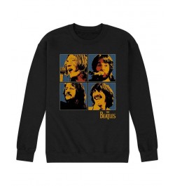 Men's The Beatles Group Block Fleece Sweatshirt Black $31.89 Sweatshirt