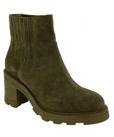 Women's Tulina Lug Sole Chelsea Bootie Green $59.07 Shoes