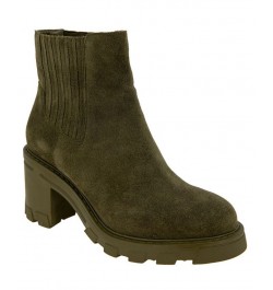 Women's Tulina Lug Sole Chelsea Bootie Green $59.07 Shoes