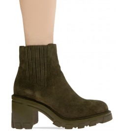 Women's Tulina Lug Sole Chelsea Bootie Green $59.07 Shoes