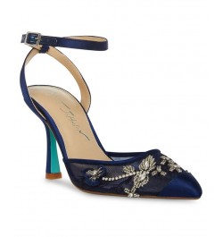 Women's Micki Embroidered Evening Pumps Blue $59.34 Shoes