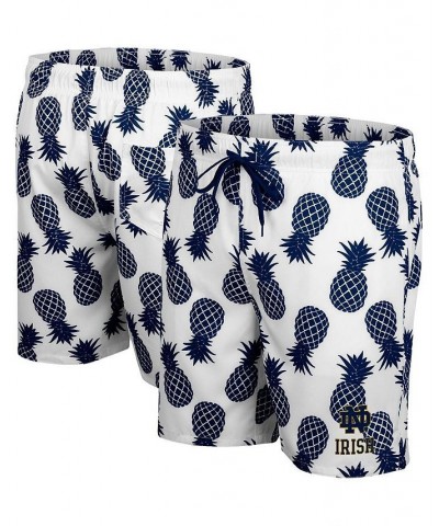 Men's White and Navy Notre Dame Fighting Irish Pineapple Swim Shorts $33.60 Swimsuits