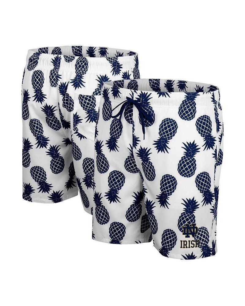 Men's White and Navy Notre Dame Fighting Irish Pineapple Swim Shorts $33.60 Swimsuits