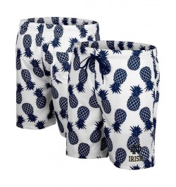 Men's White and Navy Notre Dame Fighting Irish Pineapple Swim Shorts $33.60 Swimsuits