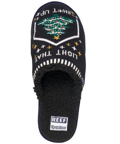 Men's Tipsy Elves Fleece-Lined Mule Slippers Black $20.00 Shoes