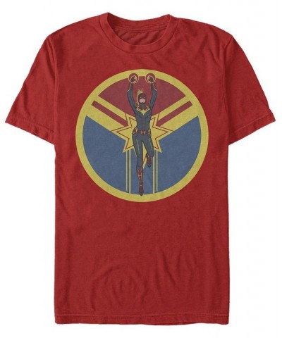 Men's Captain Marvel Circled Short Sleeve Crew T-shirt Red $16.10 T-Shirts