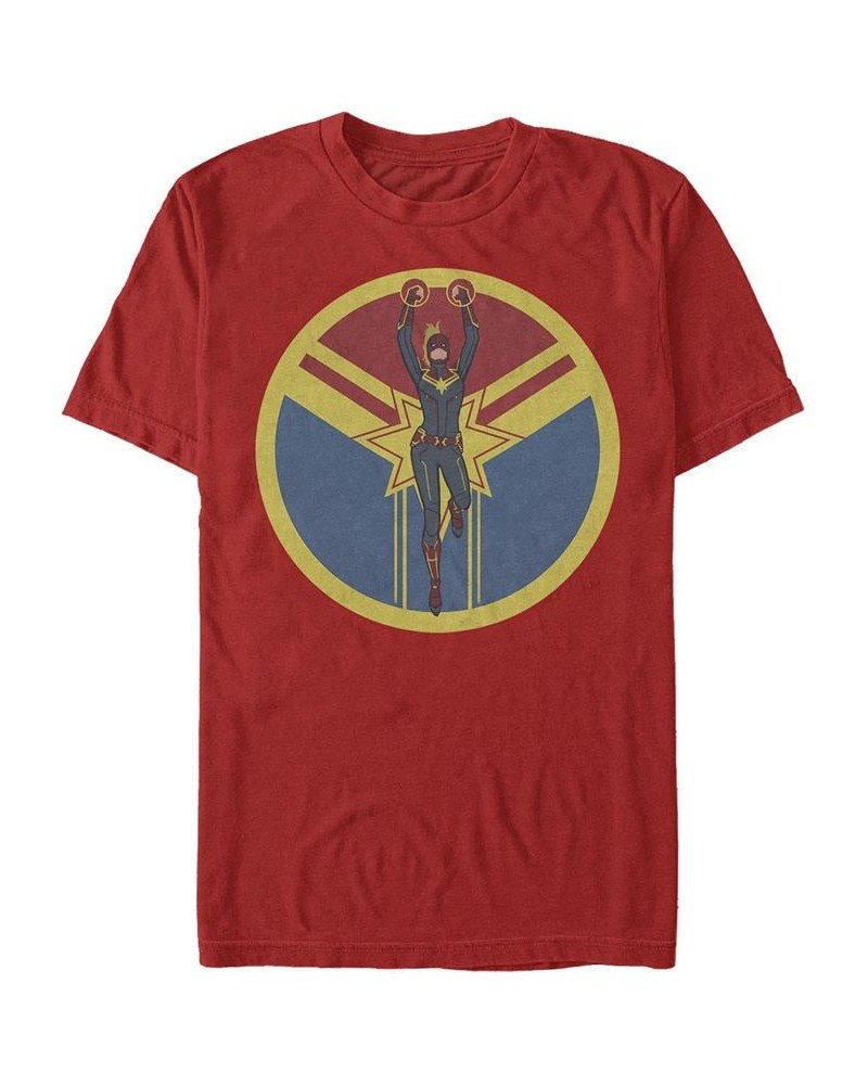 Men's Captain Marvel Circled Short Sleeve Crew T-shirt Red $16.10 T-Shirts