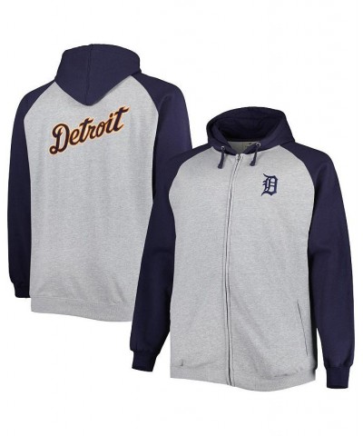 Men's Heather Gray and Navy Detroit Tigers Big and Tall Raglan Hoodie Full-Zip Sweatshirt $49.49 Sweatshirt