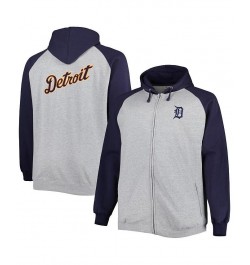 Men's Heather Gray and Navy Detroit Tigers Big and Tall Raglan Hoodie Full-Zip Sweatshirt $49.49 Sweatshirt