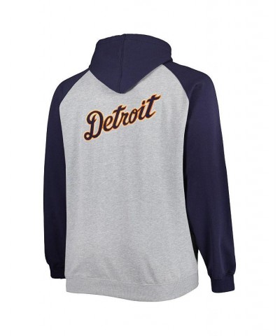 Men's Heather Gray and Navy Detroit Tigers Big and Tall Raglan Hoodie Full-Zip Sweatshirt $49.49 Sweatshirt