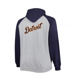 Men's Heather Gray and Navy Detroit Tigers Big and Tall Raglan Hoodie Full-Zip Sweatshirt $49.49 Sweatshirt