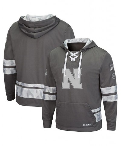 Men's Gray Nebraska Huskers OHT Military-Inspired Appreciation Arctic Camo Lace-Up Pullover Hoodie $34.40 Sweatshirt