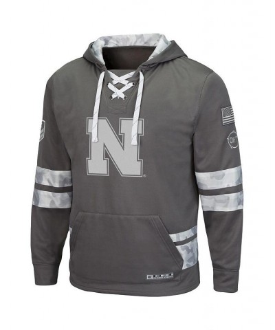 Men's Gray Nebraska Huskers OHT Military-Inspired Appreciation Arctic Camo Lace-Up Pullover Hoodie $34.40 Sweatshirt