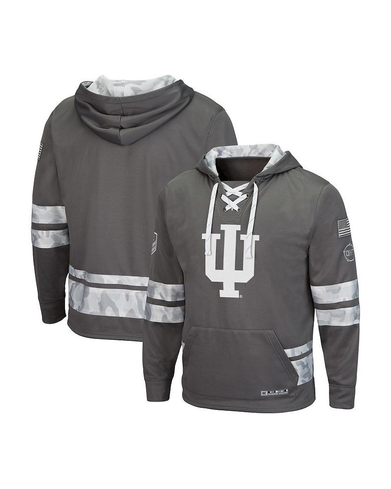 Men's Gray Indiana Hoosiers OHT Military-Inspired Appreciation Lace-Up Pullover Hoodie $42.39 Sweatshirt