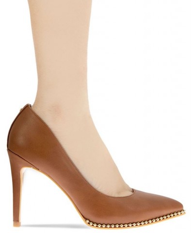 Women's Hawti Pointed Toe Pump Brown $47.96 Shoes