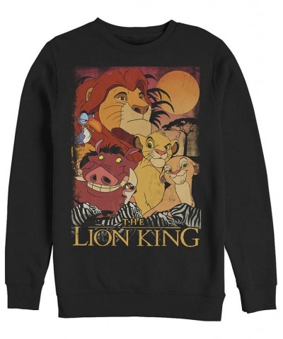 Disney Men's Lion King Happy Group Shot Sunset, Crewneck Fleece Black $25.30 Sweatshirt