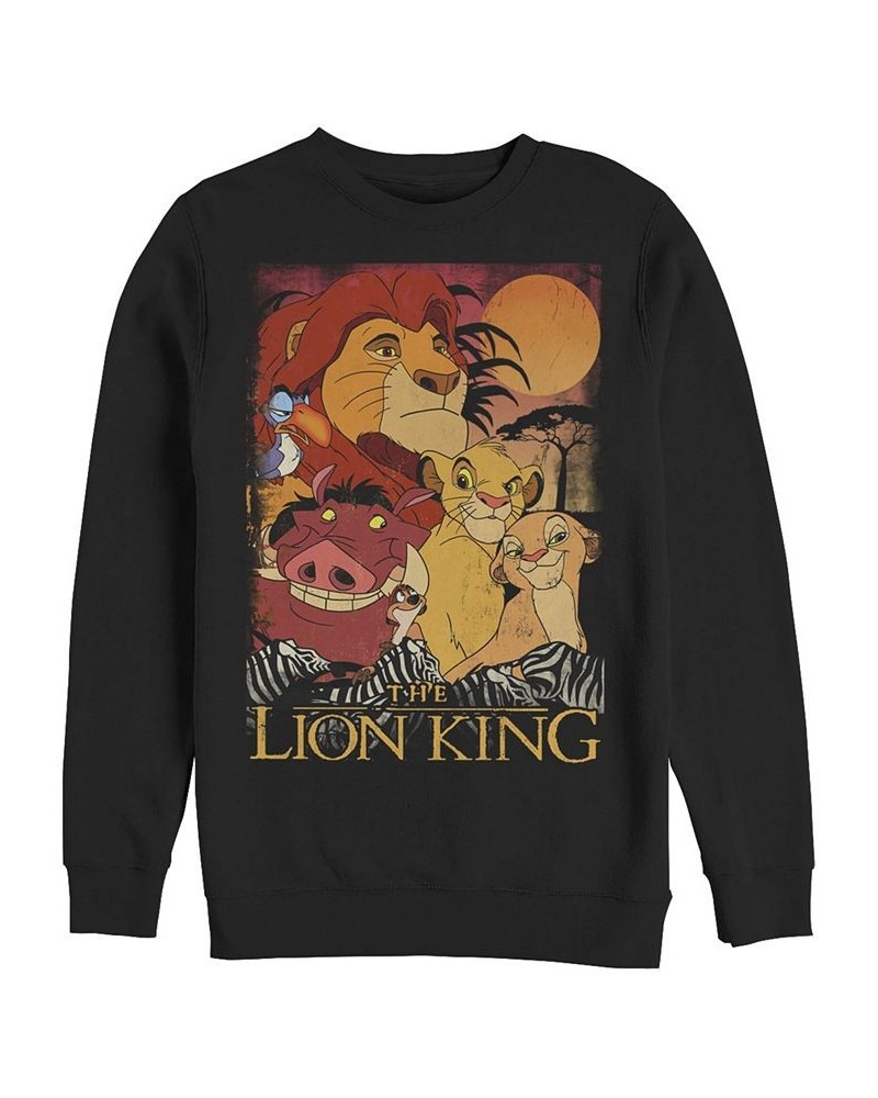 Disney Men's Lion King Happy Group Shot Sunset, Crewneck Fleece Black $25.30 Sweatshirt