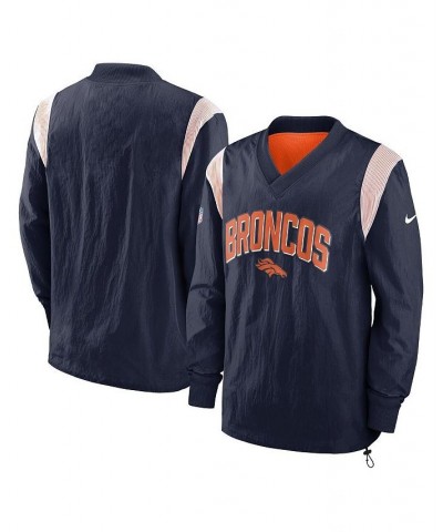 Men's Navy Denver Broncos Sideline Athletic Stack V-Neck Pullover Windshirt $52.80 Jackets