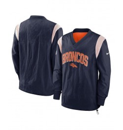 Men's Navy Denver Broncos Sideline Athletic Stack V-Neck Pullover Windshirt $52.80 Jackets