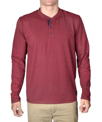 Men's Stretch Jersey 3-button Henley Red $28.50 Shirts